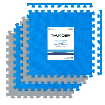 Pěnová podložka puzzle na cvičení modro-šedá 60x60x2cm THUNDER