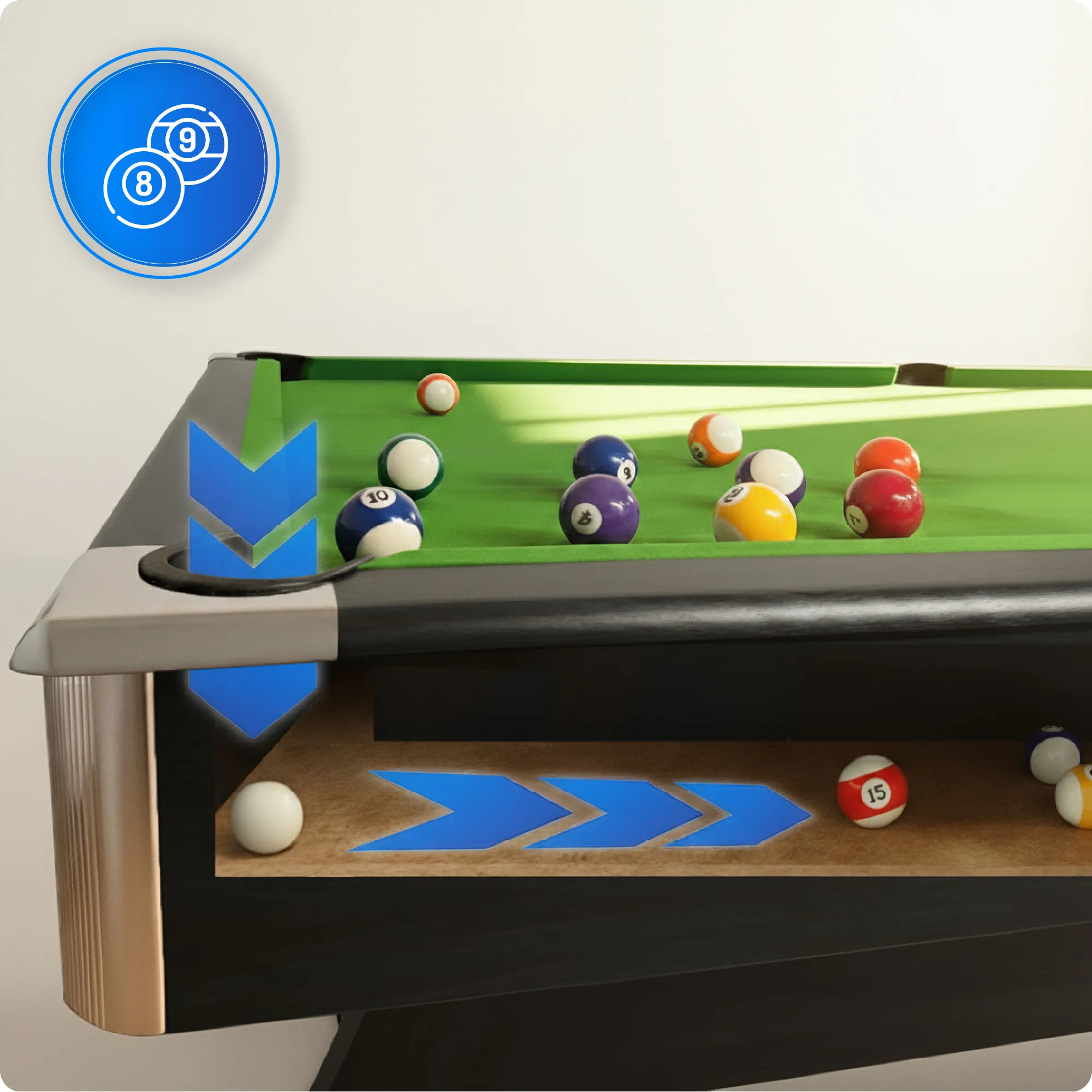 Sada kulečníkového stolu BOLD-BLACK-9FT