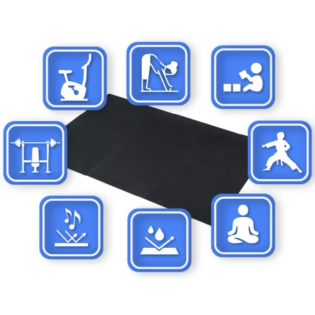 Pěnová podložka puzzle na cvičení černá 60x60cm THUNDER