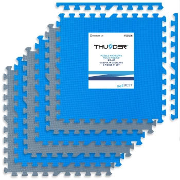 Pěnová podložka puzzle na cvičení modro-šedá 60x60x1cm THUNDER