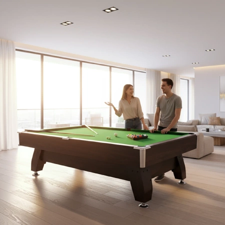 Kulečníkový stůl THUNDER s překryvem na cimbál/ping pong 9FT - BOLD-BROWN