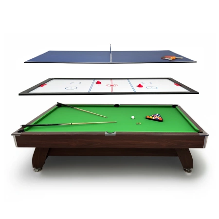 Kulečníkový stůl THUNDER s překryvem na cimbál/ping pong 8FT - BOLD-BROWN