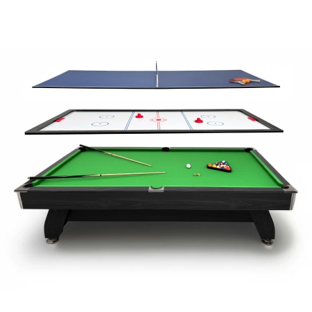 Kulečníkový stůl THUNDER s překryvem na cimbál/ping pong 9FT - BOLD-BLACK